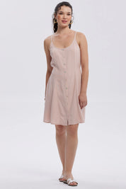 Vestido Mujer Lino Corto Palo Rosa