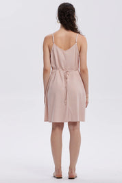 Vestido Mujer Lino Corto Palo Rosa