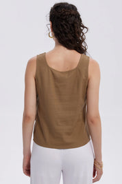 Blusa Mujer Escote Cuadrado Café Claro