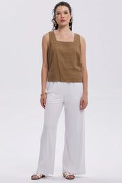 Blusa Mujer Escote Cuadrado Café Claro