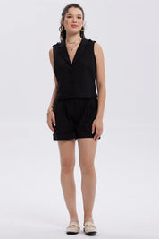 Short Mujer Con Cinturón Negro