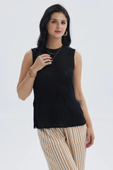Polera Mujer Tejida Abertura Negro