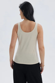 Polera Mujer Rib Hebilla Arena