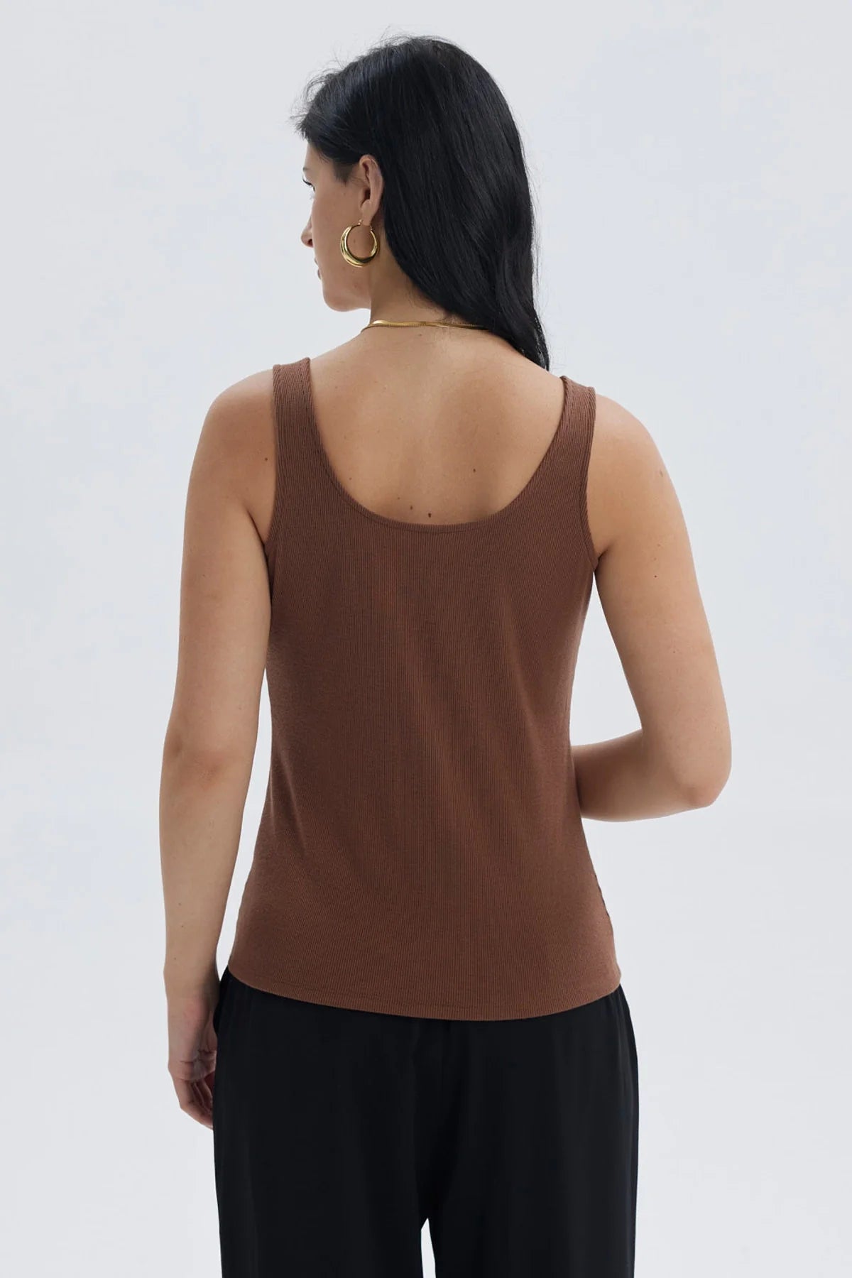 Polera Mujer Rib Hebilla Café Oscuro