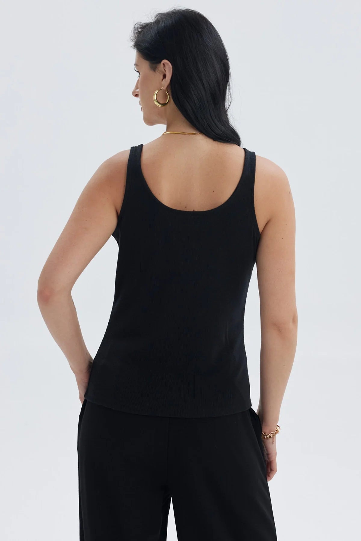 Polera Mujer Rib Hebilla Negro