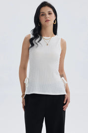 Polera Mujer Textura Abertura Crudo