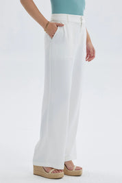 Pantalón Mujer Sastrero Con Pinzas Crudo