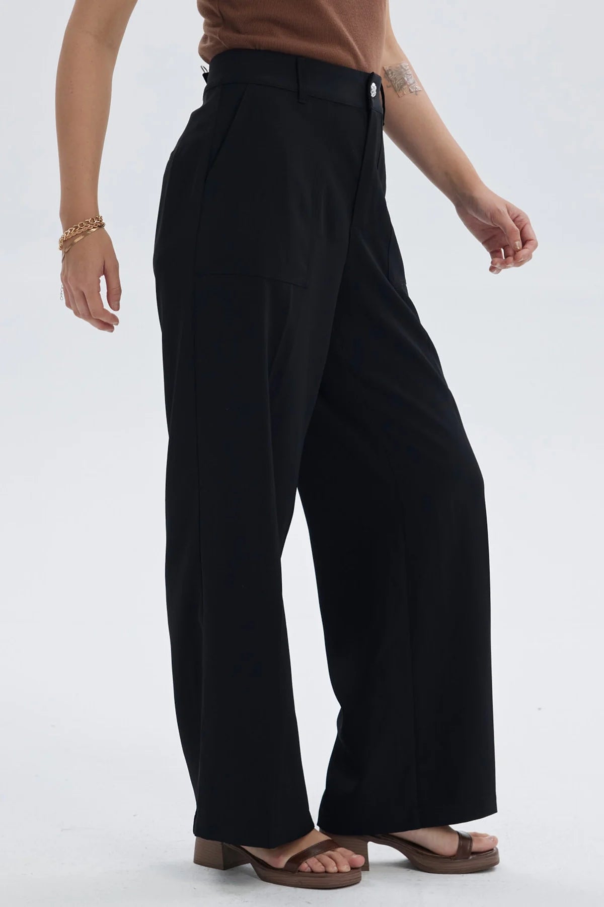 Pantalón Mujer Sastrero Con Pinzas Negro
