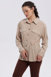 Chaqueta Mujer Over Shirt Beige
