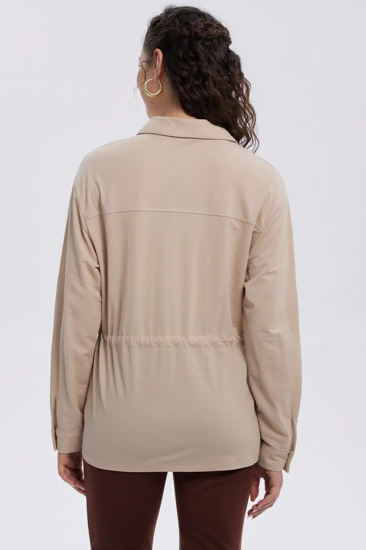 Chaqueta Mujer Over Shirt Beige