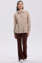 Chaqueta Mujer Over Shirt Beige