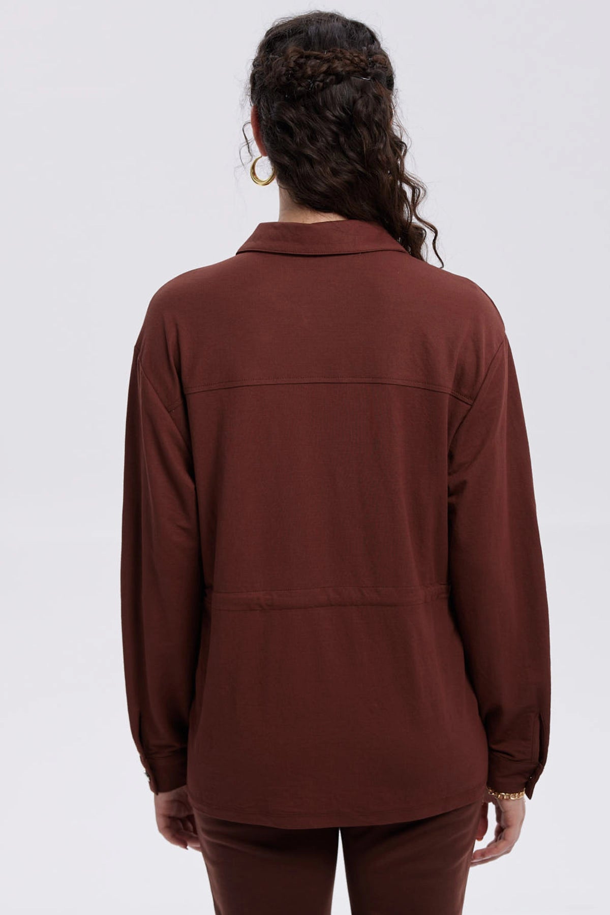 Chaqueta Mujer Over Shirt Café Oscuro