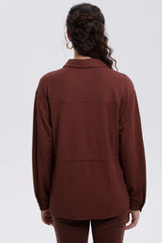 Chaqueta Mujer Over Shirt Café Oscuro