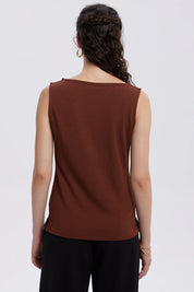 Polera Mujer Con Textura Y Abertura Café Oscuro