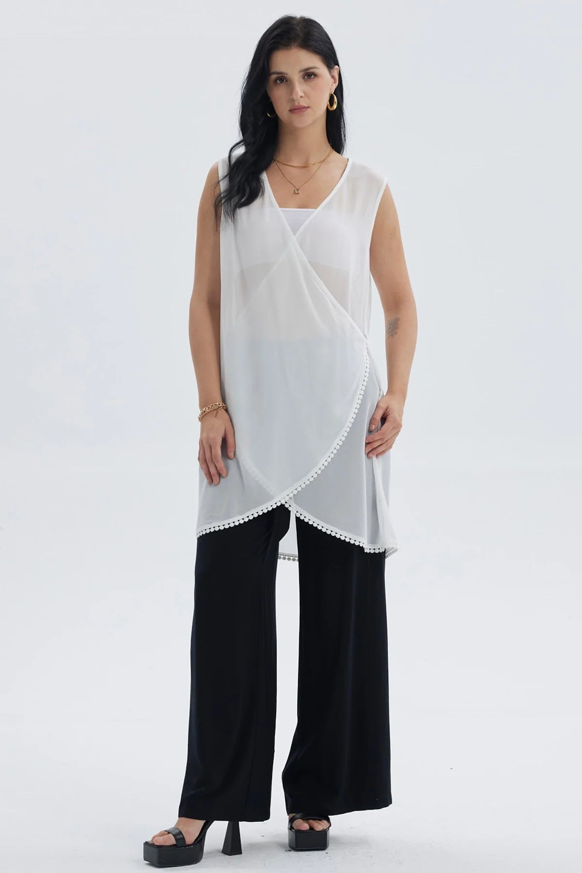 Polera Mujer Cruzada Crudo