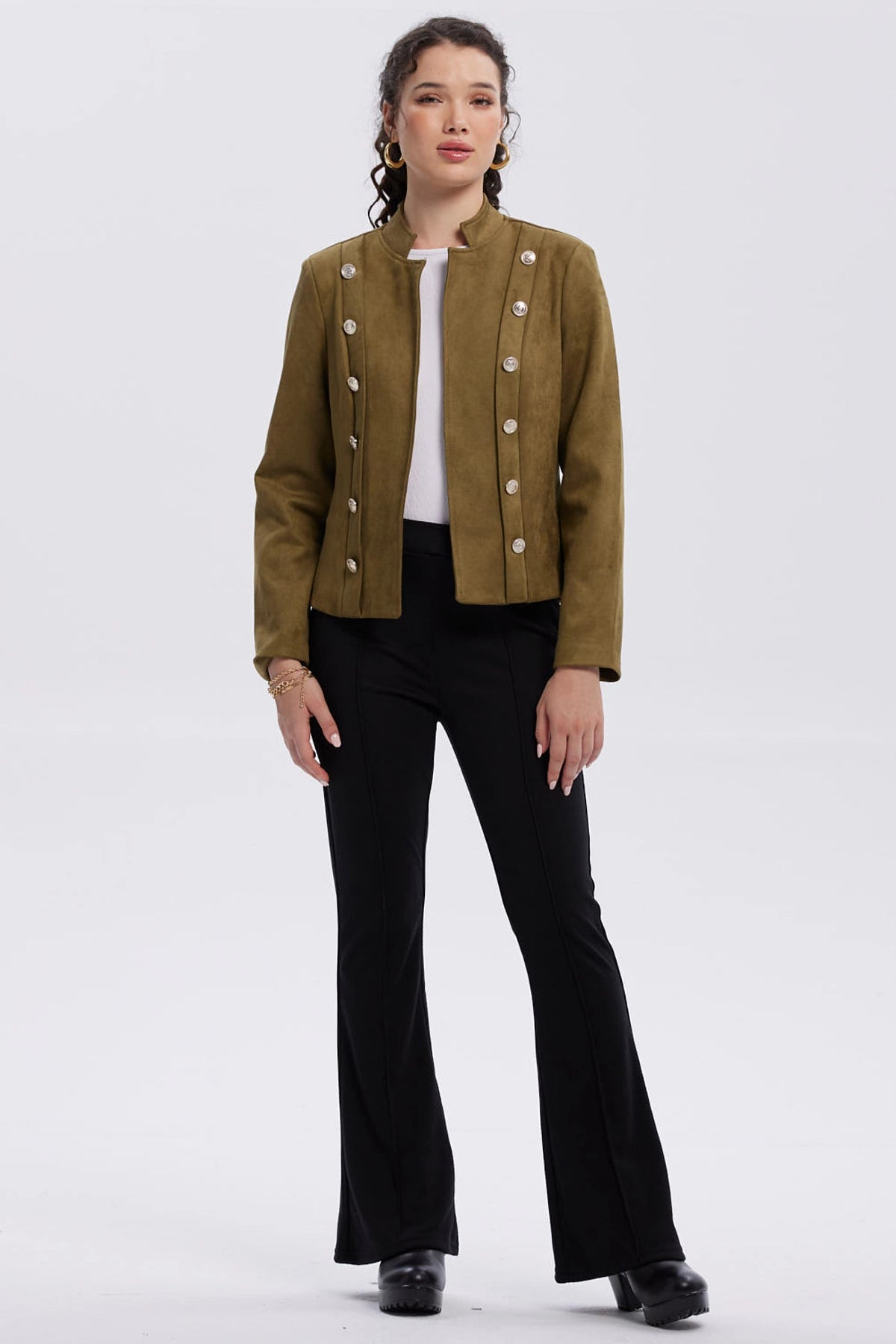 Chaqueta Mujer Gamuza Verde Militar