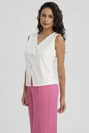 Polera Mujer 3 Botones Crudo