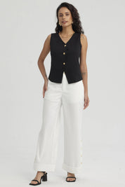 Polera Mujer 3 Botones Negro