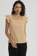 Blusa Mujer Manga Con Vuelos Camel