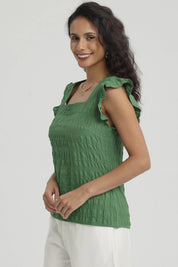 Blusa Mujer Manga Con Vuelos Verde