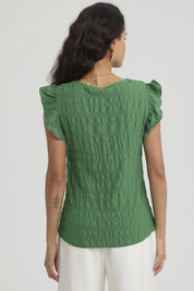 Blusa Mujer Manga Con Vuelos Verde