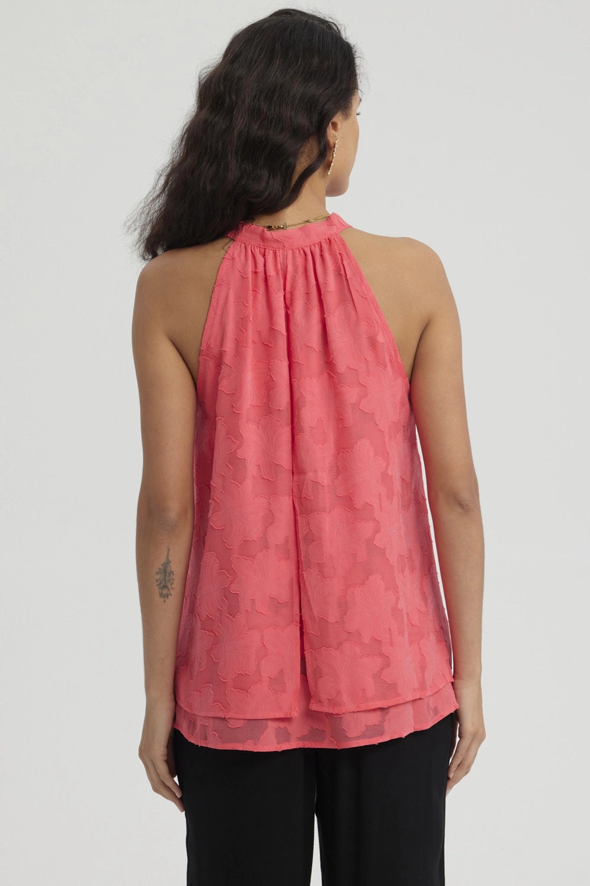 Blusa Mujer Doble Capa Con Cinta Coral