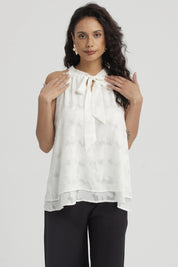 Blusa Mujer Doble Capa Con Cinta Crudo