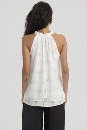 Blusa Mujer Doble Capa Con Cinta Crudo