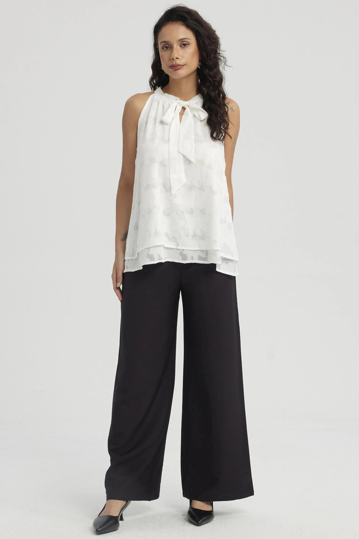 Blusa Mujer Doble Capa Con Cinta Crudo