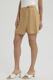 Short Mujer Con Botones Camel