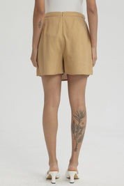 Short Mujer Con Botones Camel