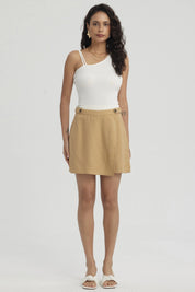 Short Mujer Con Botones Camel