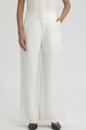 Pantalón Mujer Palazzo Con Bolsillo Crudo