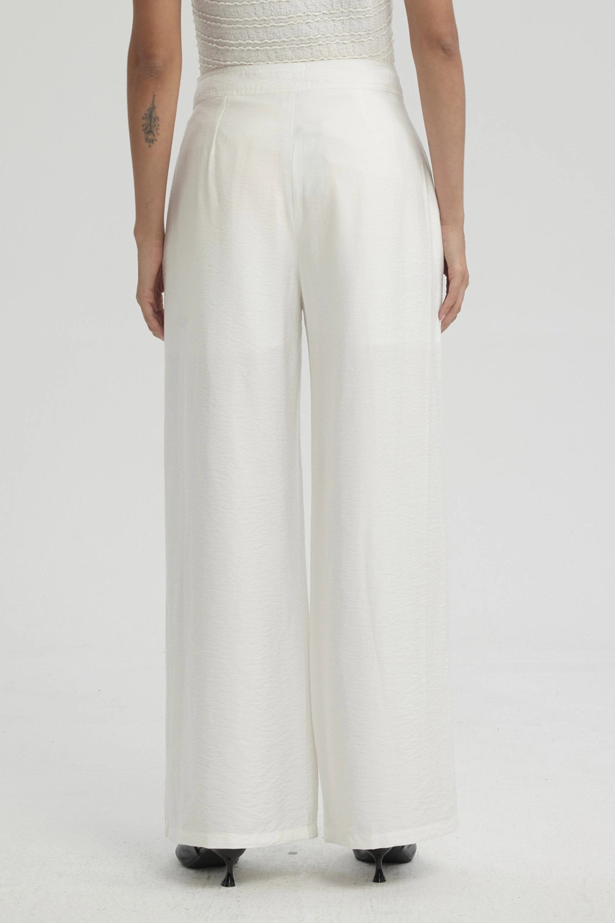 Pantalón Mujer Palazzo Con Bolsillo Crudo