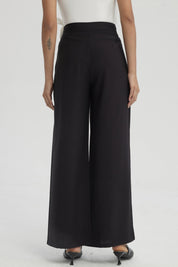 Pantalón Mujer Palazzo Con Bolsillo Negro