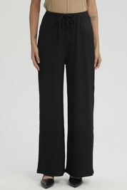 Pantalón Mujer Textura Pretinas Con Cordón Negro
