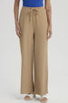 Pantalón Mujer Textura Pretinas Con Cordón Beige Claro