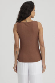 Polera Mujer Con Bote Textura Camel