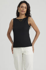 Polera Mujer Con Bote Textura Negro