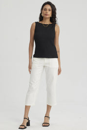 Polera Mujer Con Bote Textura Negro