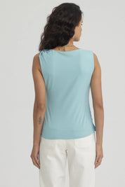 Polera Mujer Nudo En Hombros Turquesa