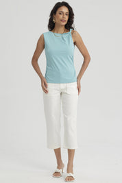 Polera Mujer Nudo En Hombros Turquesa