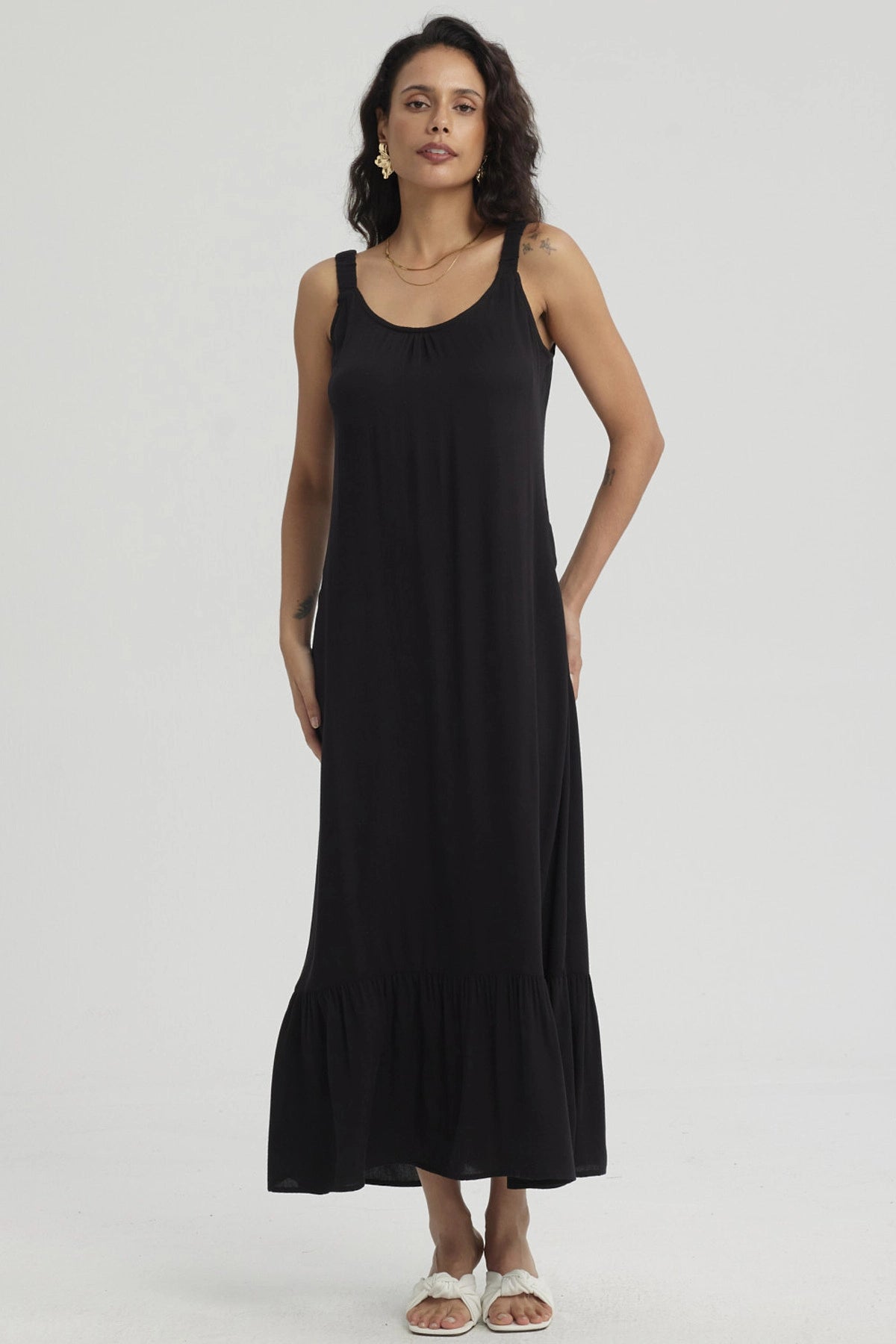 Vestido Mujer Largo Pabilo Negro