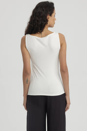 Polera Mujer Drapeado Aplicación Crudo