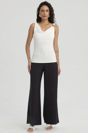 Polera Mujer Drapeado Aplicación Crudo