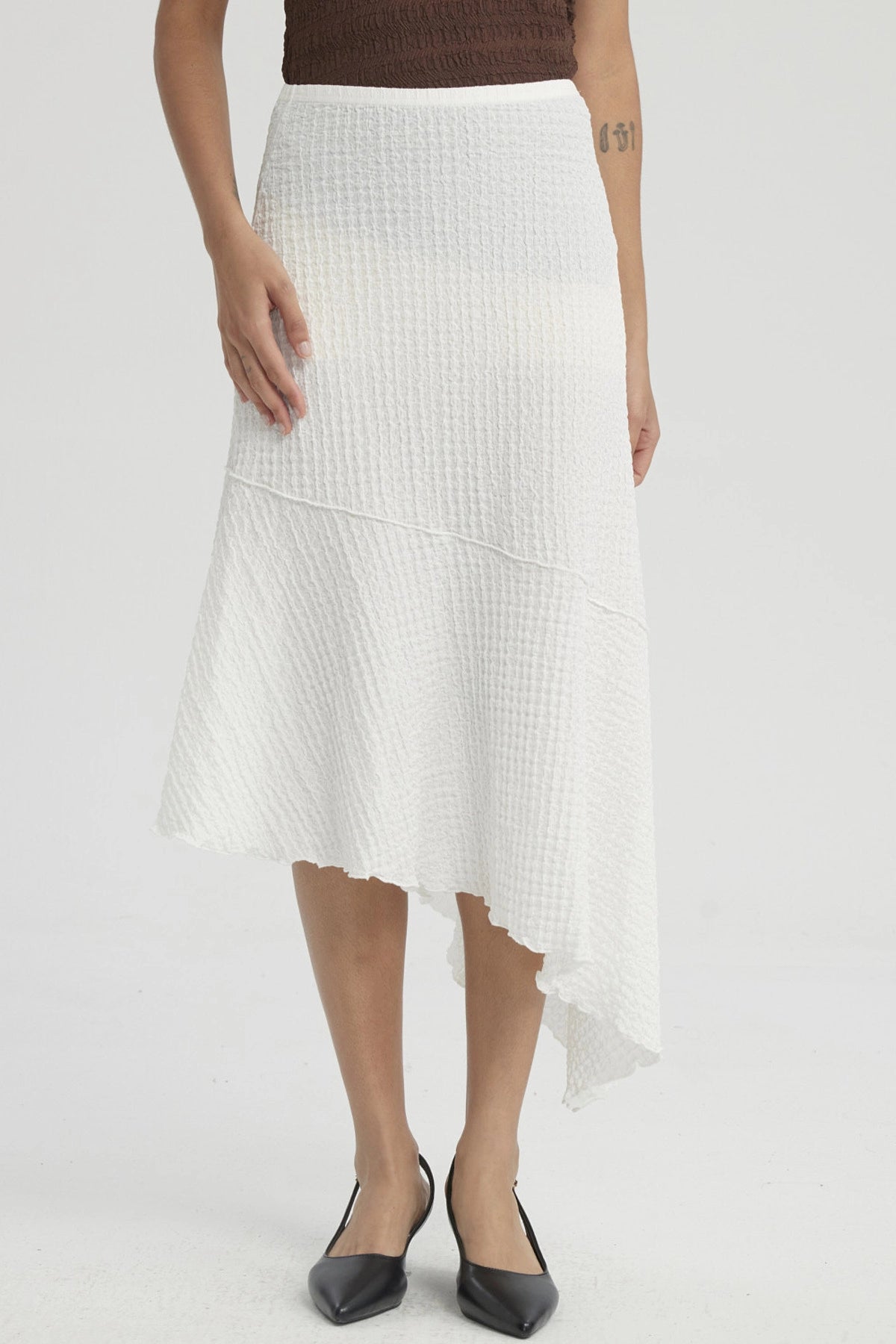 Falda Mujer Larga Textura Basta Diagonal Crudo