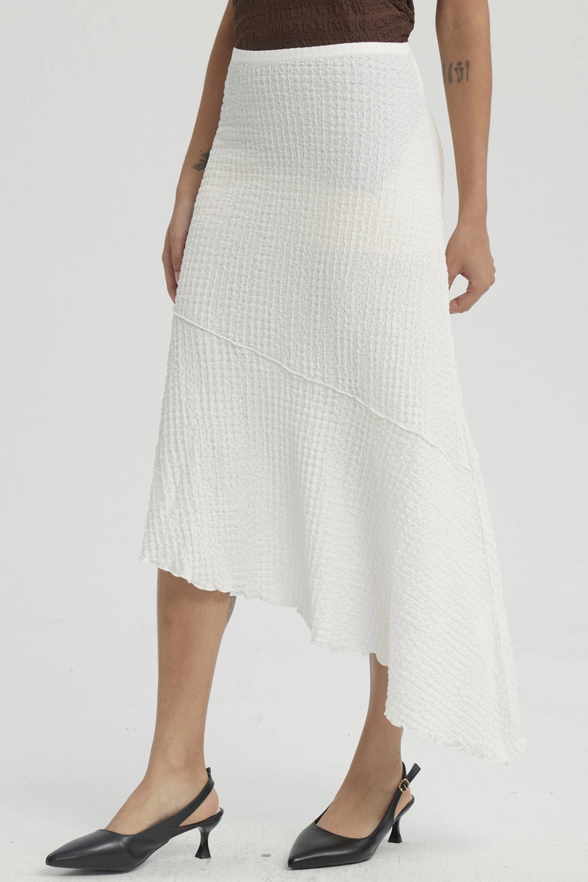 Falda Mujer Larga Textura Basta Diagonal Crudo