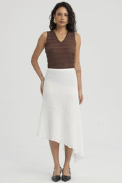 Falda Mujer Larga Textura Basta Diagonal Crudo