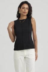 Polera Mujer Texturizada Negro