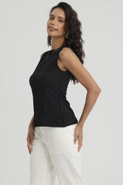 Polera Mujer Texturizada Negro